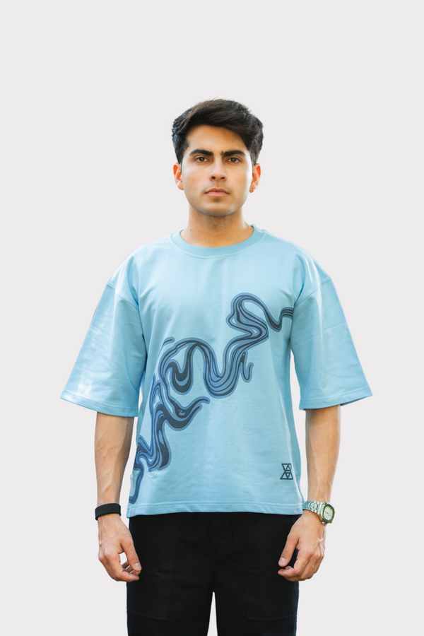 Water color Wave Graphic boxy Tee
