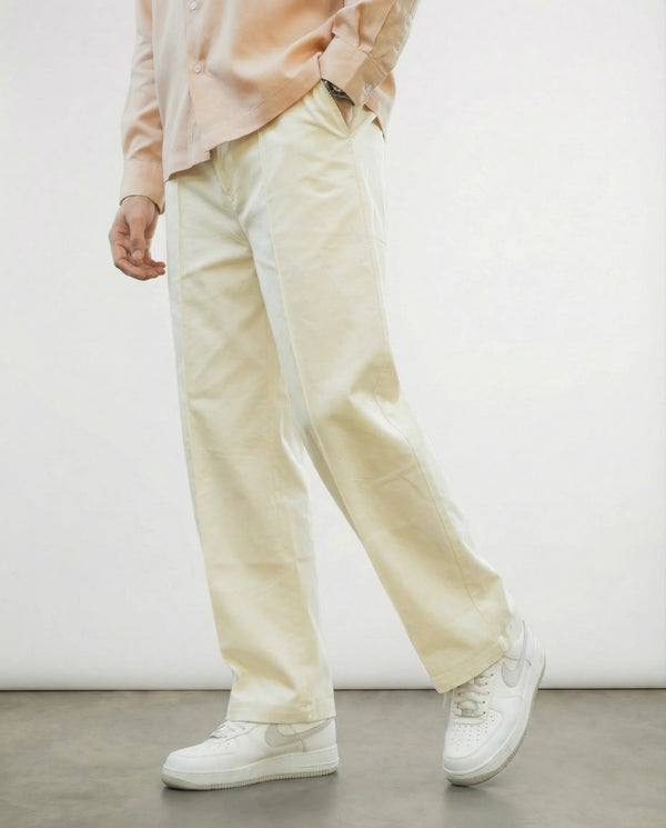 Twill (Off-White Cotton Formal Trousers)