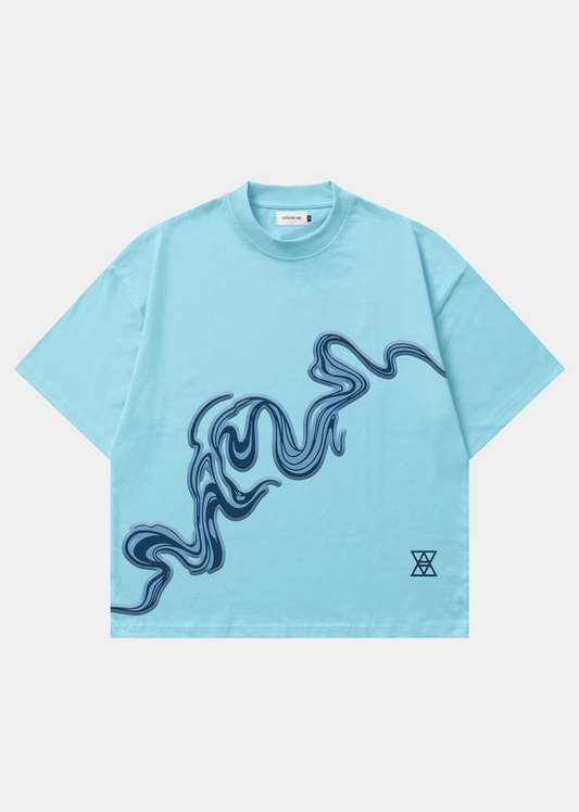 Water color Wave Graphic boxy Tee
