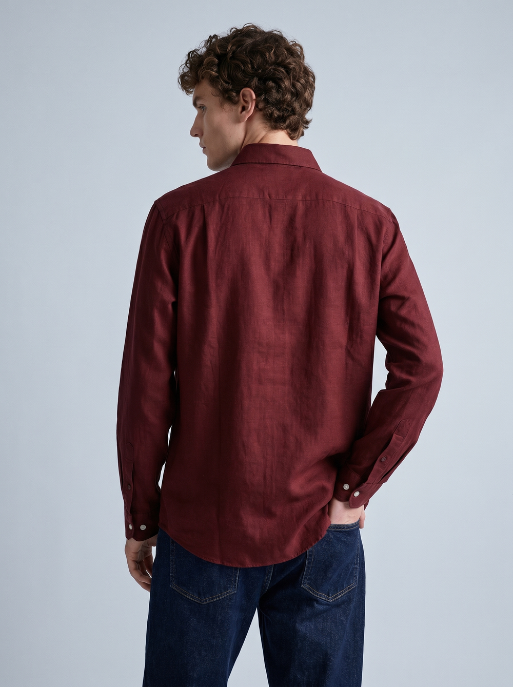Wine Maroon Linen Shirt