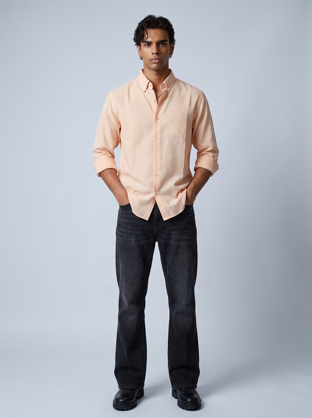 Peach Gingham Shirt