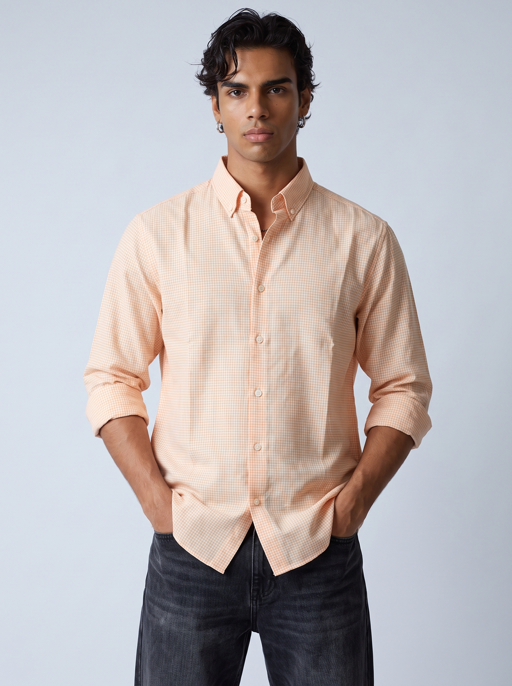 Peach Gingham Shirt
