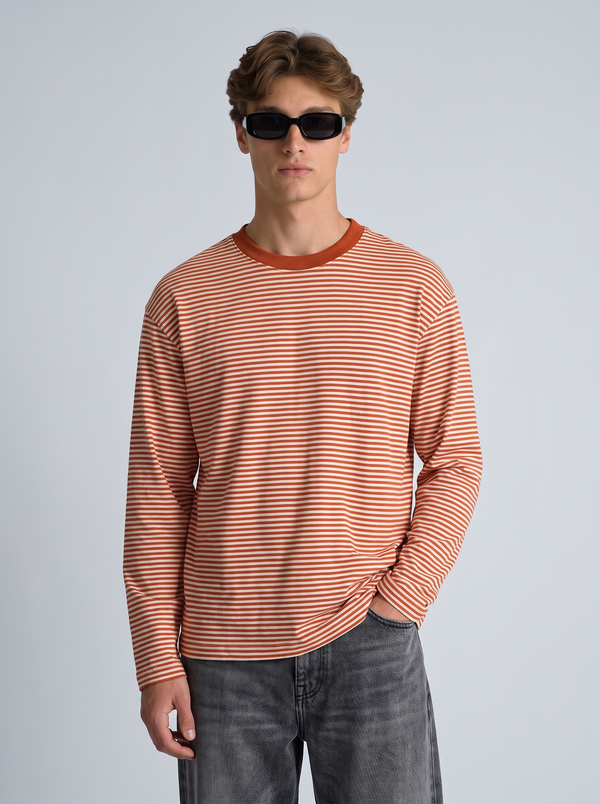 Rust Stripe Long-Sleeve Tee