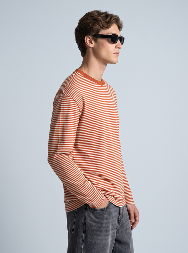 Rust Stripe Long-Sleeve Tee