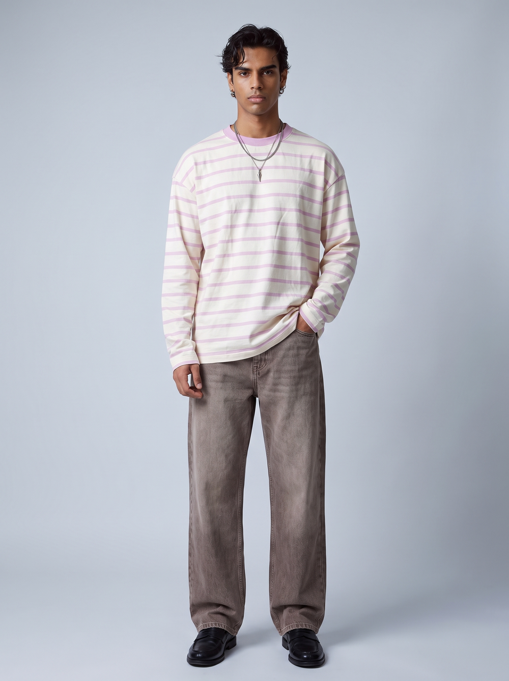 Lilac Stripe Long-Sleeve Tee