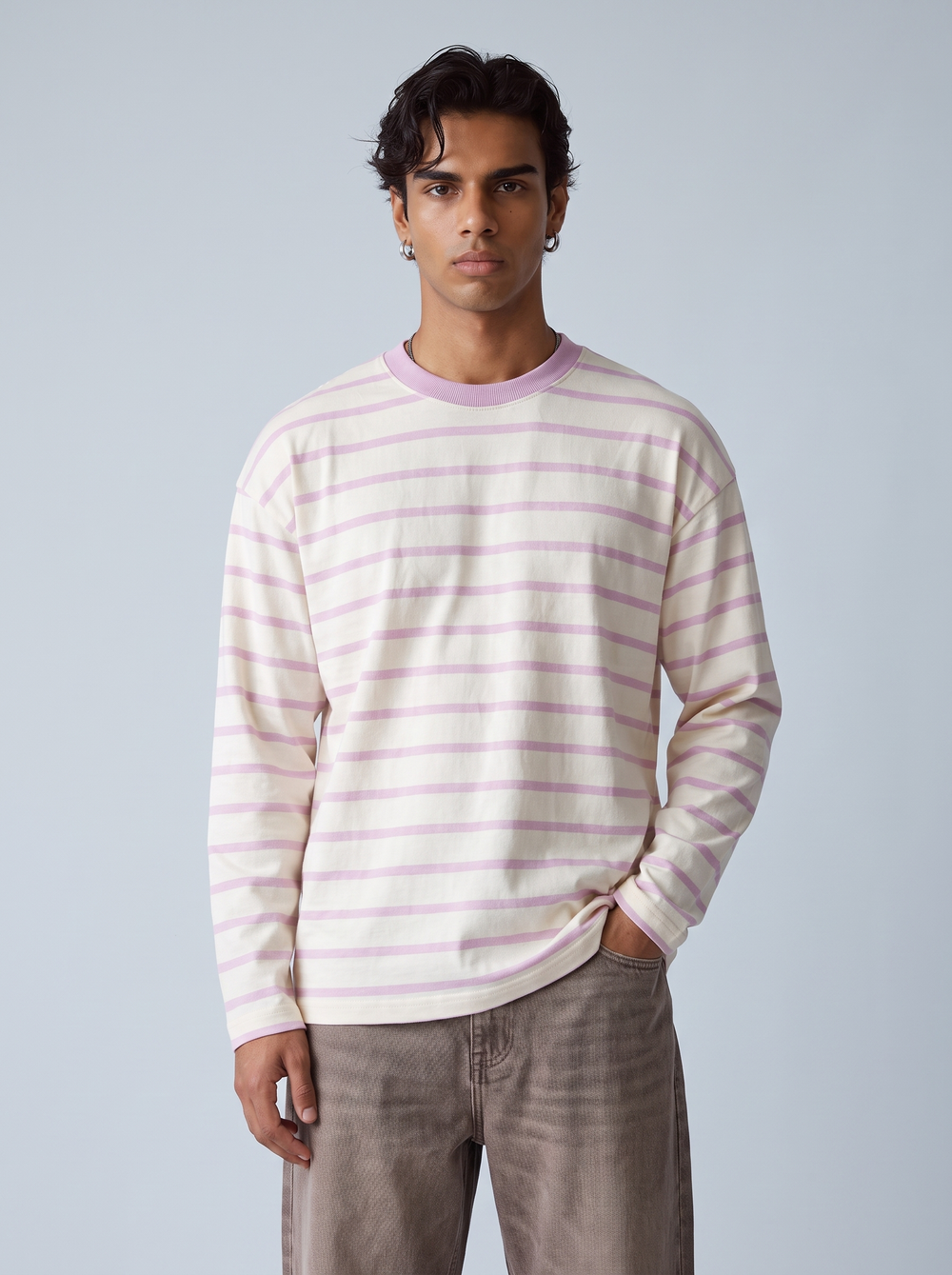 Lilac Stripe Long-Sleeve Tee