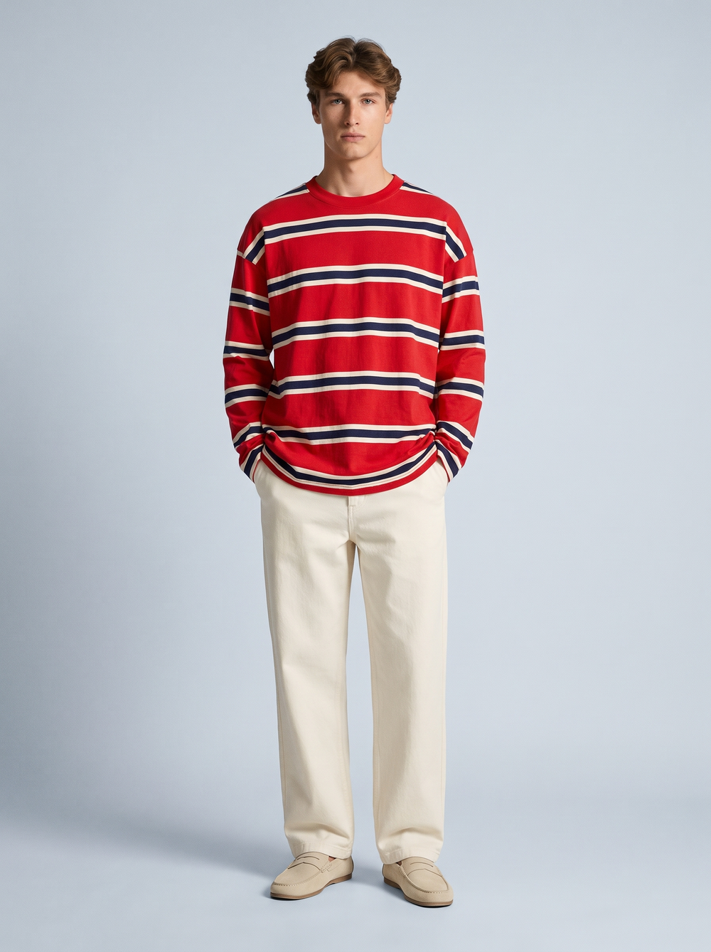 Red Nautical Stripe Long-Sleeve Tee
