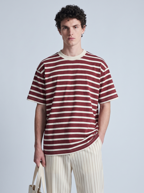 Maroon Stripe Oversized Tee