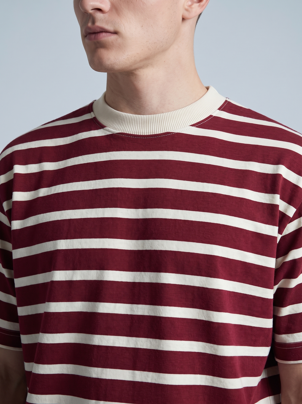 Maroon Stripe Oversized Tee