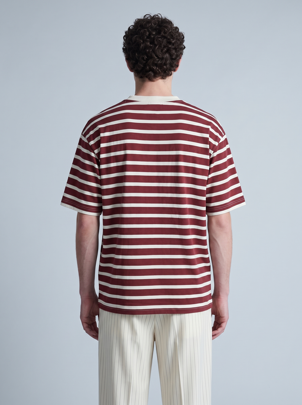 Maroon Stripe Oversized Tee