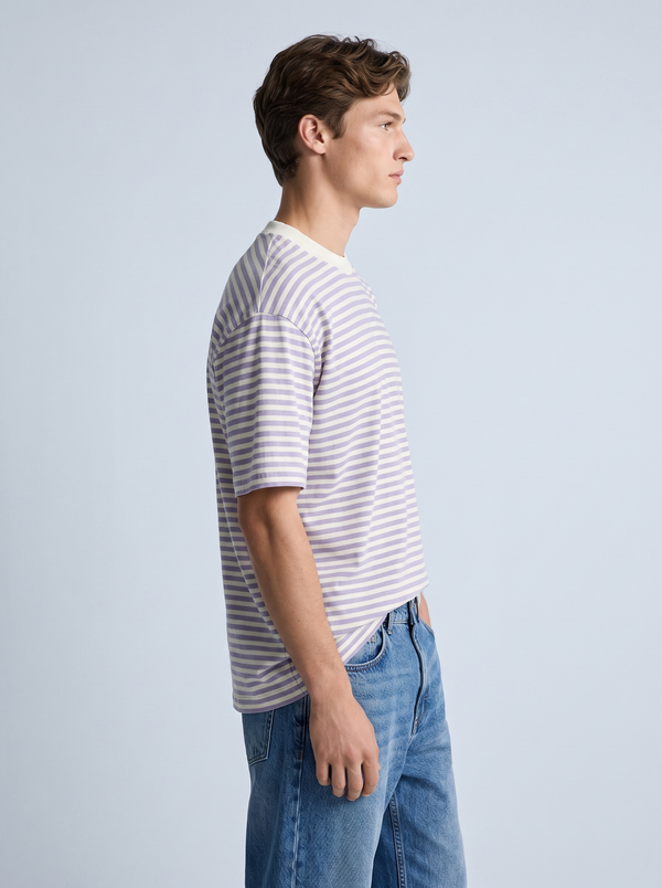 Lilac & Cream Breton Stripe Oversized Tee