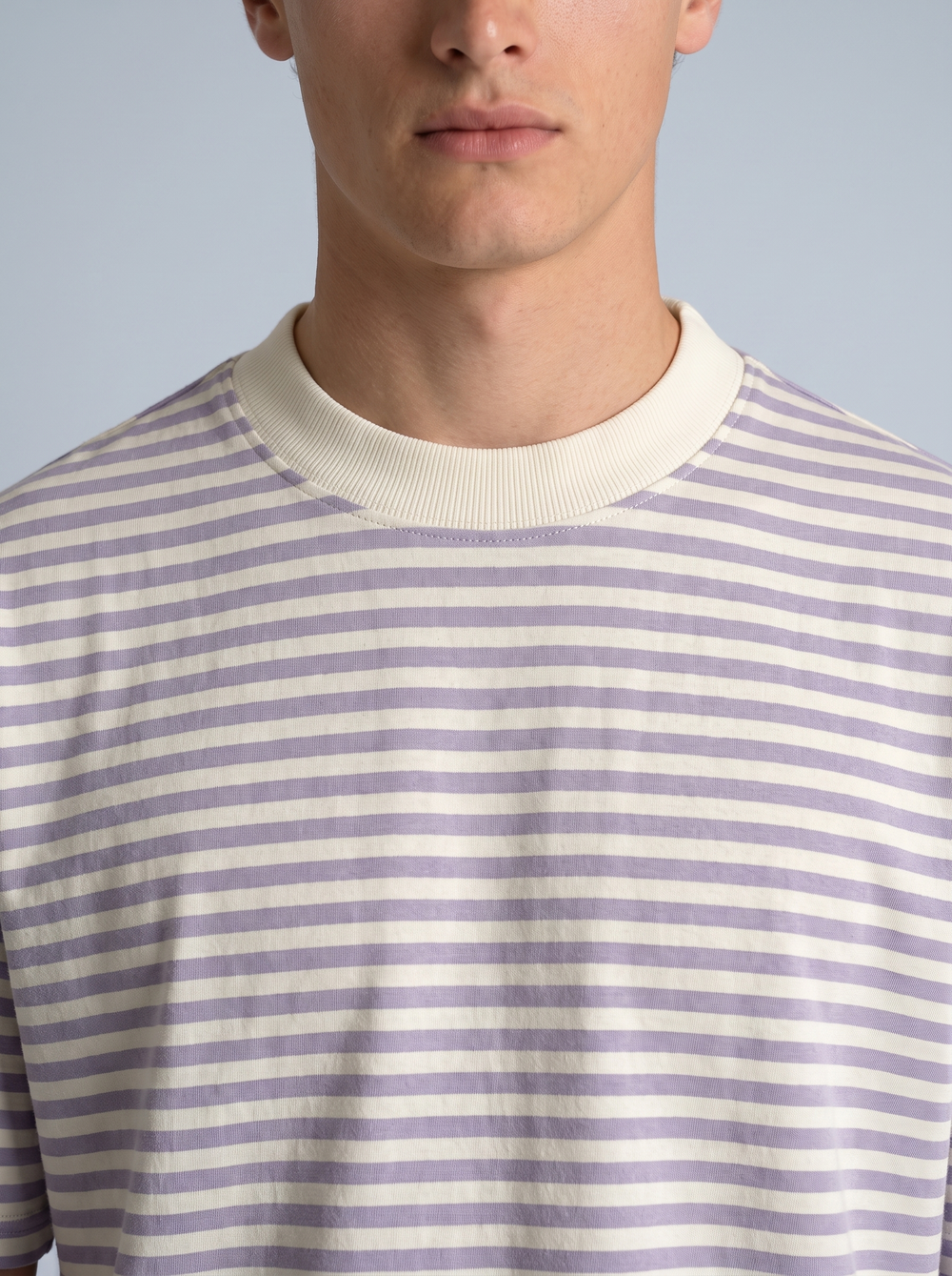 Lilac & Cream Breton Stripe Oversized Tee