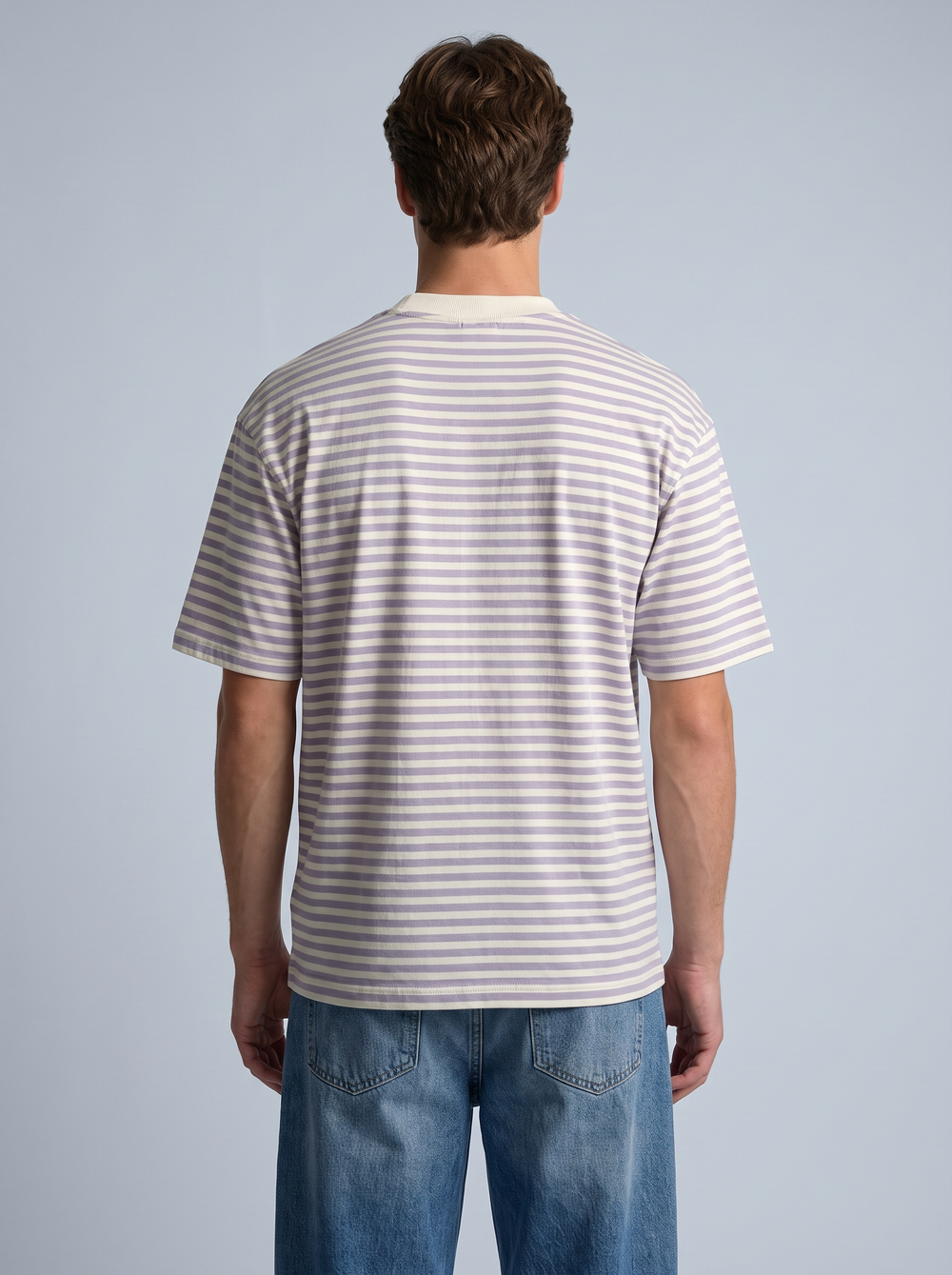 Lilac & Cream Breton Stripe Oversized Tee
