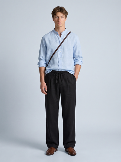 Black Relaxed Linen Trousers