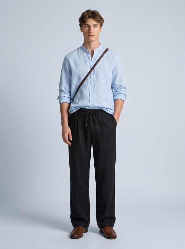 Black Relaxed Linen Trousers