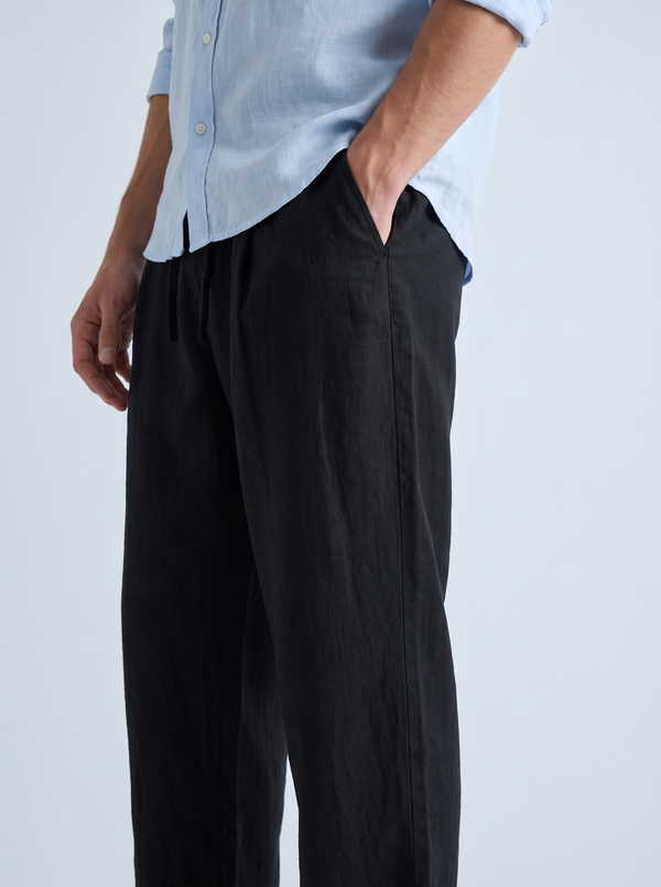 Black Relaxed Linen Trousers