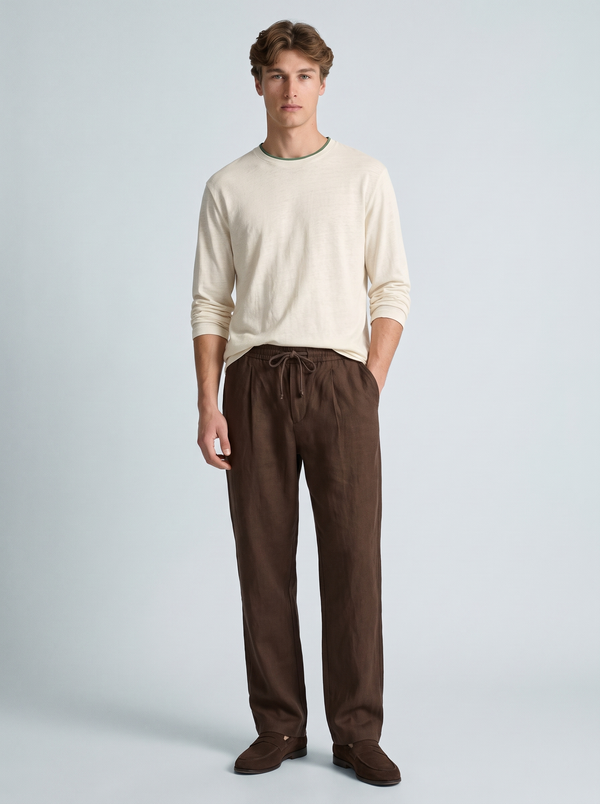 Espresso Relaxed Linen Trousers