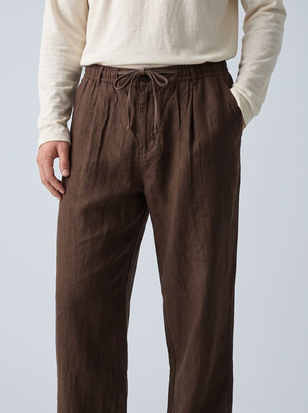 Espresso Relaxed Linen Trousers