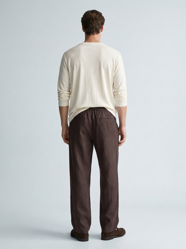 Espresso Relaxed Linen Trousers