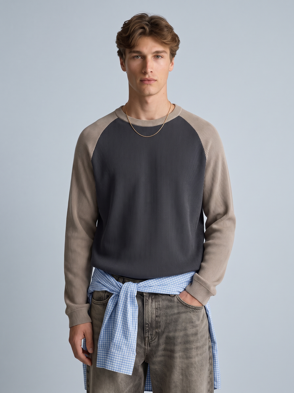 Ashen Raglan Ribbed Tee