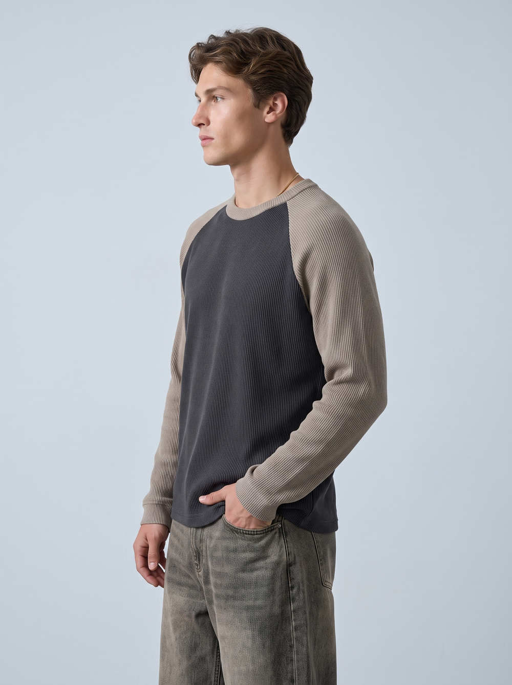 Ashen Raglan Ribbed Tee