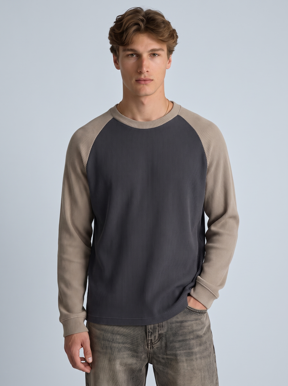 Ashen Raglan Ribbed Tee