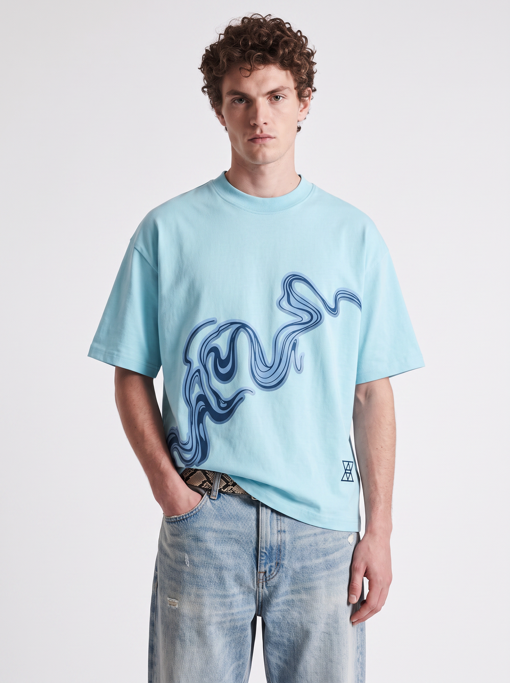 Water color Wave Graphic boxy Tee