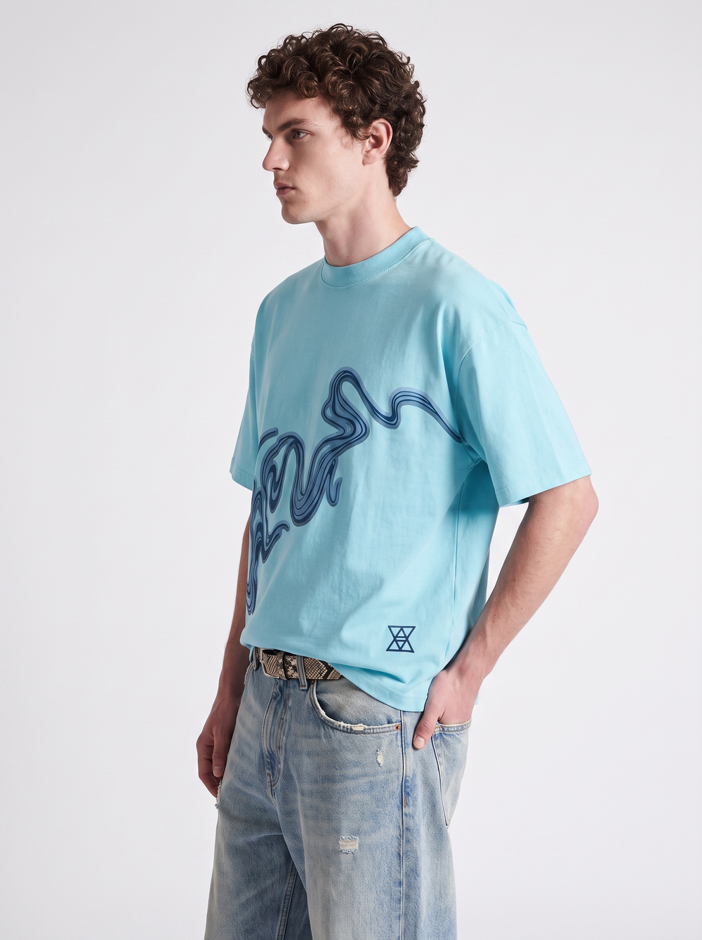 Water color Wave Graphic boxy Tee