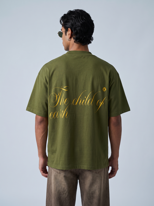 Olive Herbal Cotton Reflective Boxy Tee