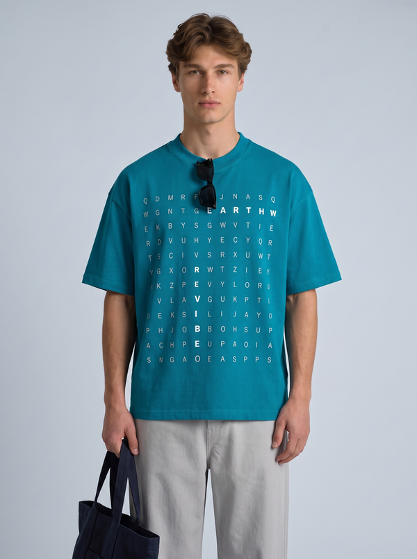 Plain Blue word hunt boxy Tee