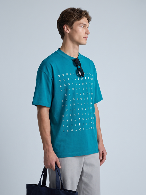 Plain Blue word hunt boxy Tee
