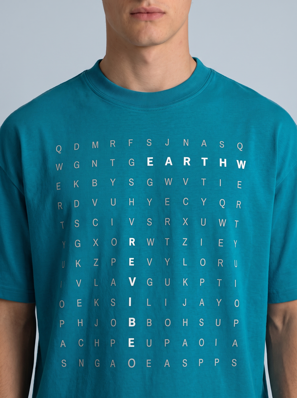 Plain Blue word hunt boxy Tee