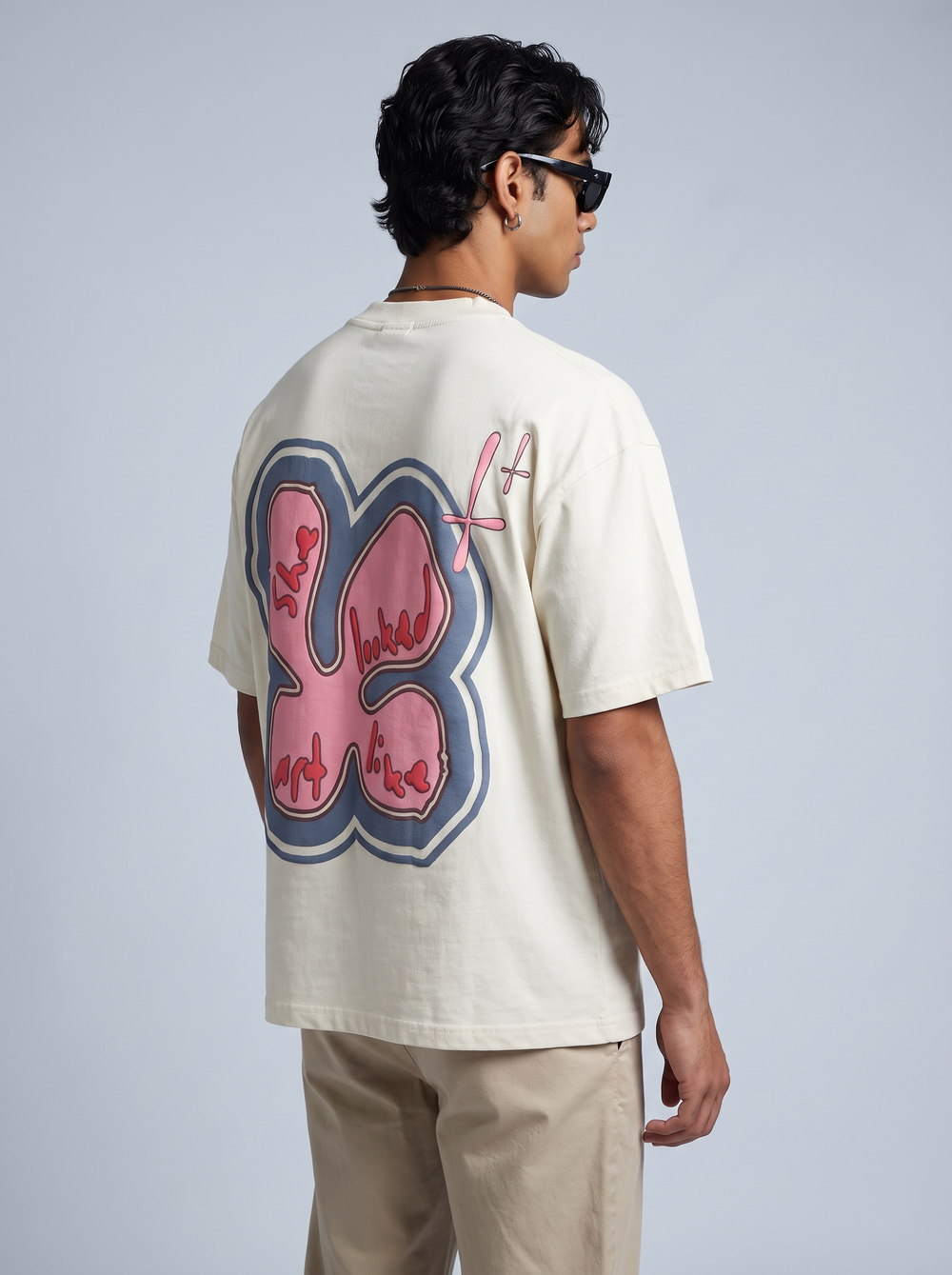 Cream Cotton Puff print Boxy Tee