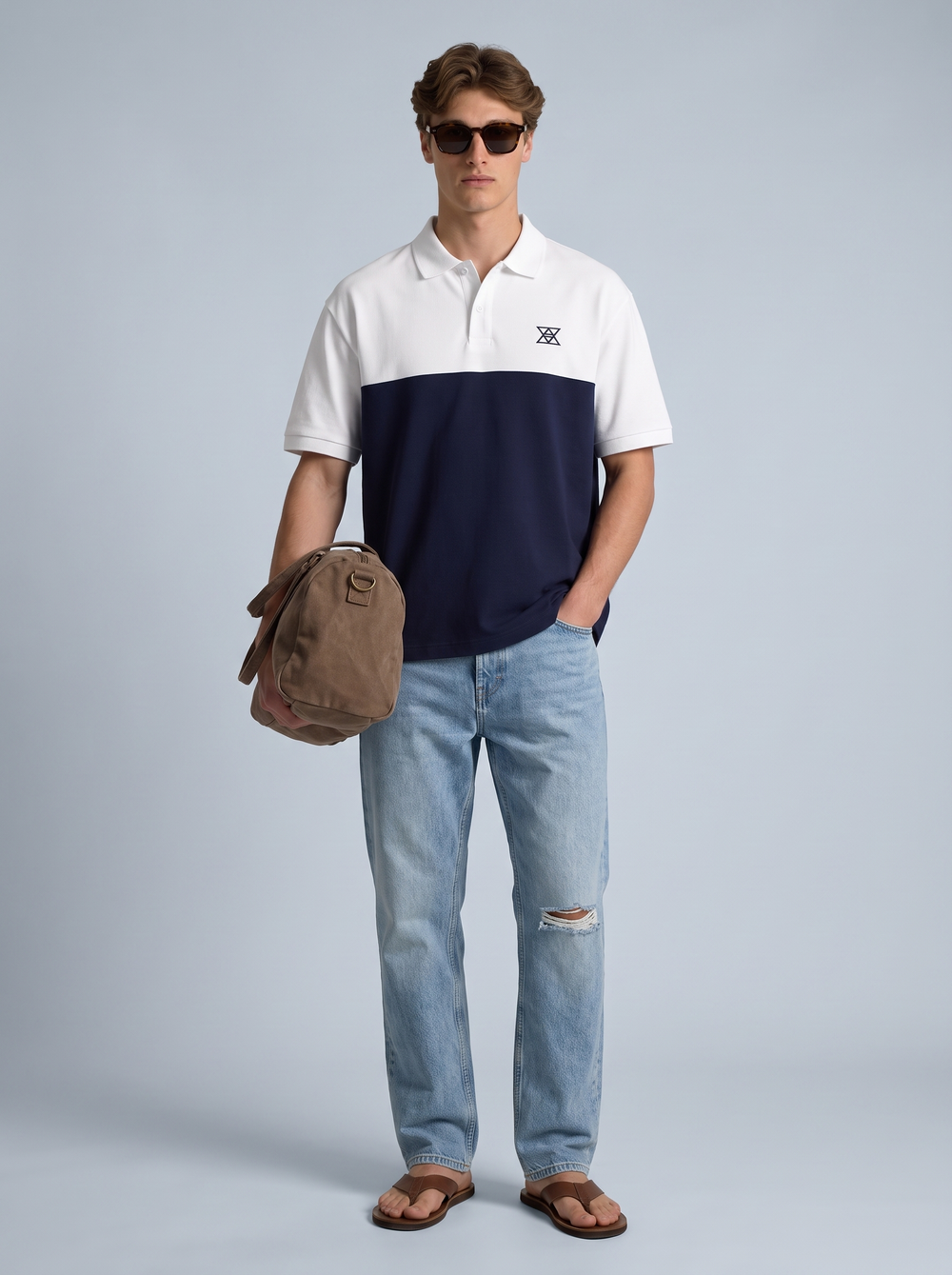 Contrast Oversized Polo with Unique Collar Branding