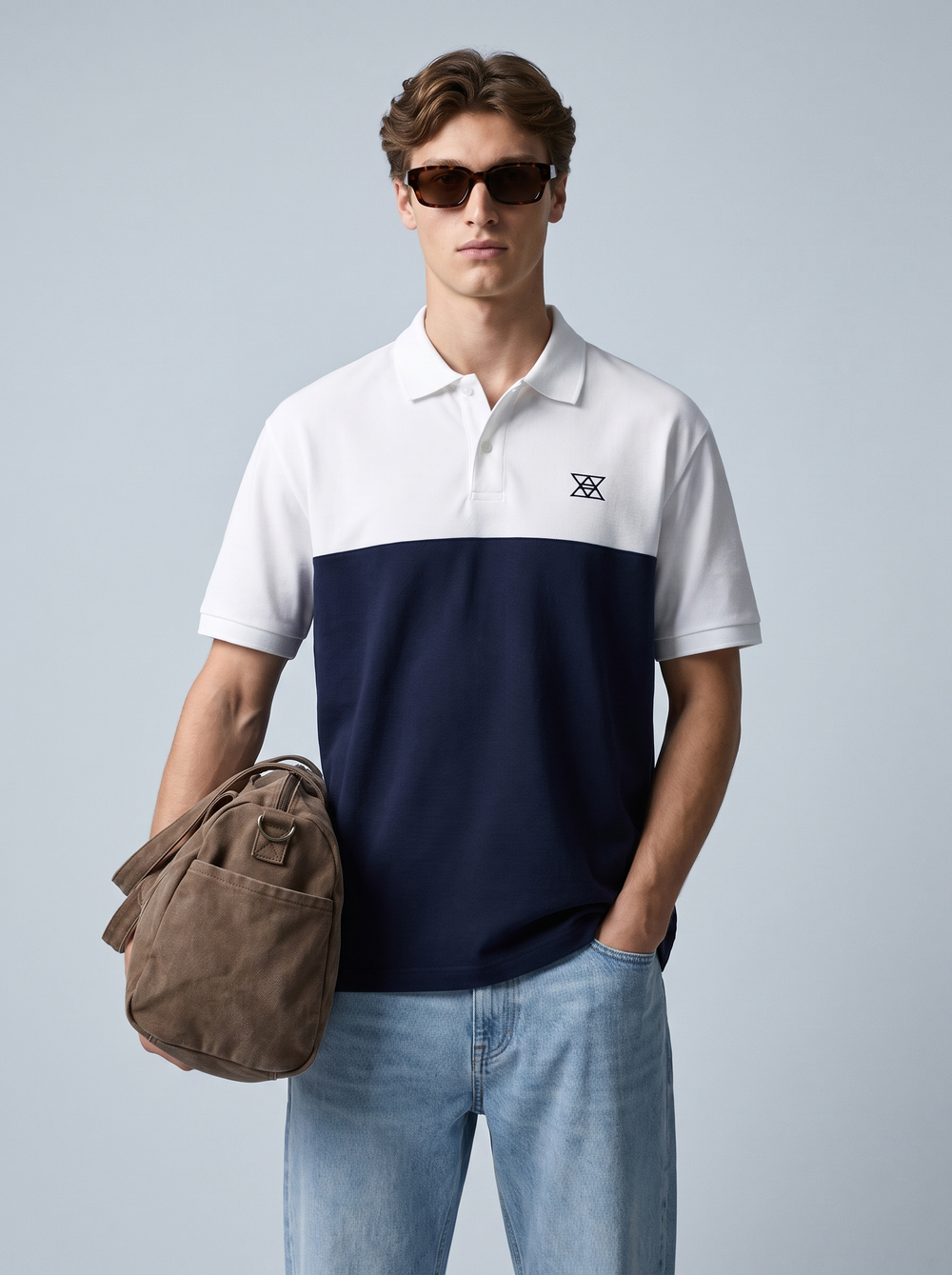 Contrast Oversized Polo with Unique Collar Branding