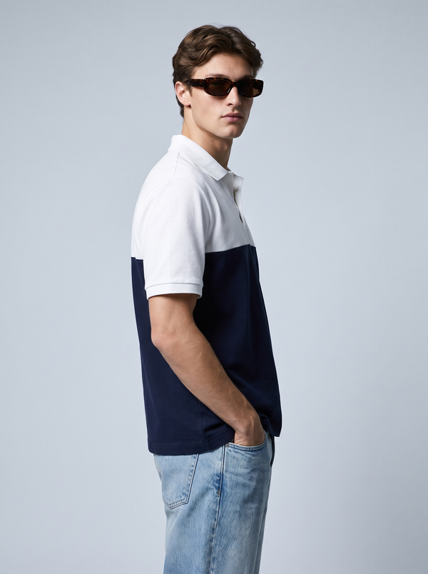 Contrast Oversized Polo with Unique Collar Branding