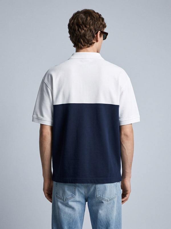 Contrast Oversized Polo with Unique Collar Branding