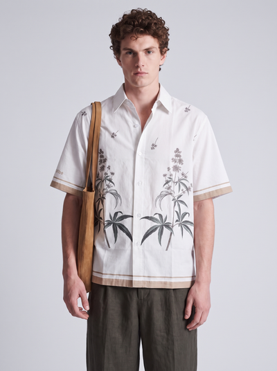 White Palm-Print Resort Shirt