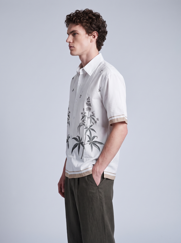 White Palm-Print Resort Shirt