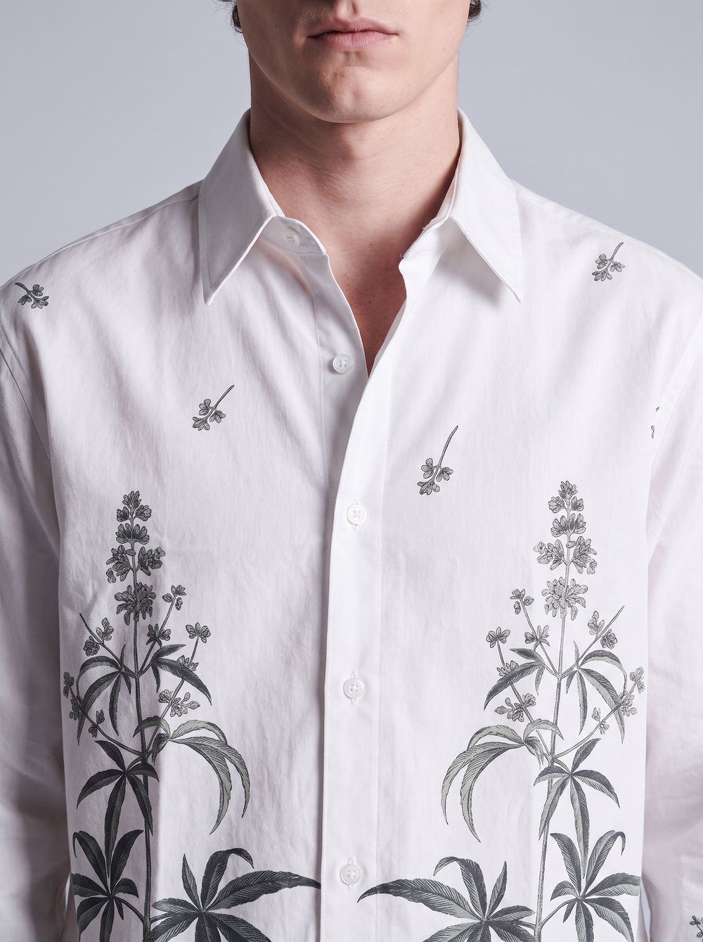 White Palm-Print Resort Shirt