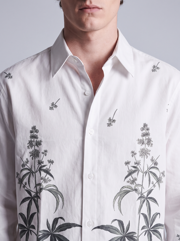 White Palm-Print Resort Shirt