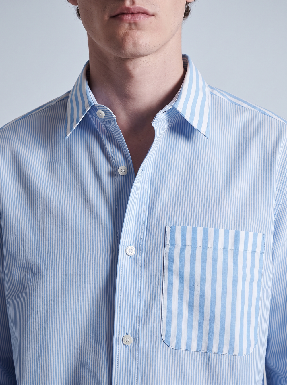 Blue Patchwork Stripe Shirt