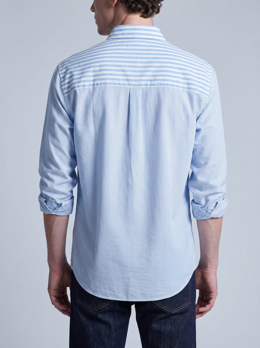 Blue Patchwork Stripe Shirt