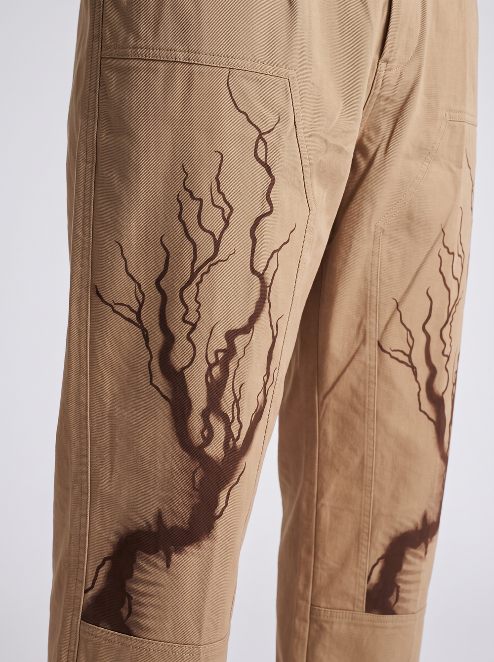 Vintage Print Twill Straight-Fit Pants