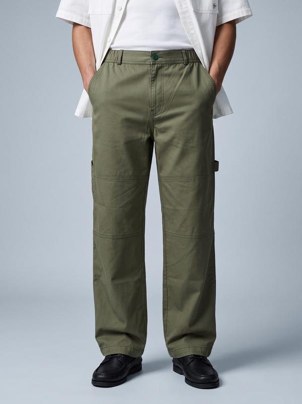 Green Twill Bellbottom Utility Pants