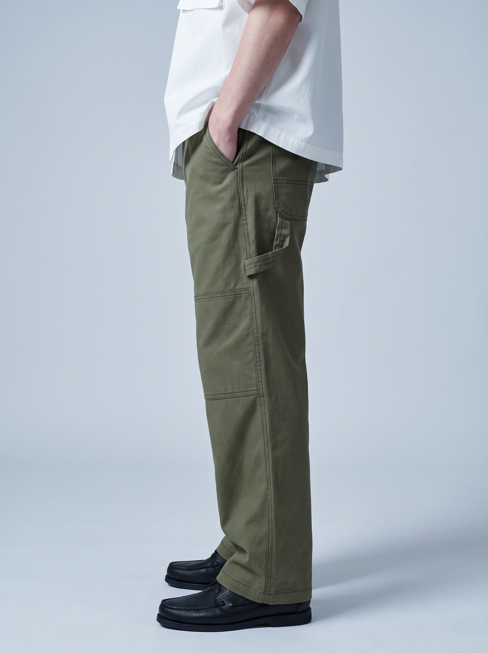 Green Twill Bellbottom Utility Pants