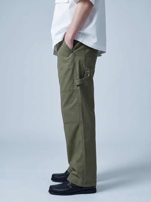 Green Twill Bellbottom Utility Pants