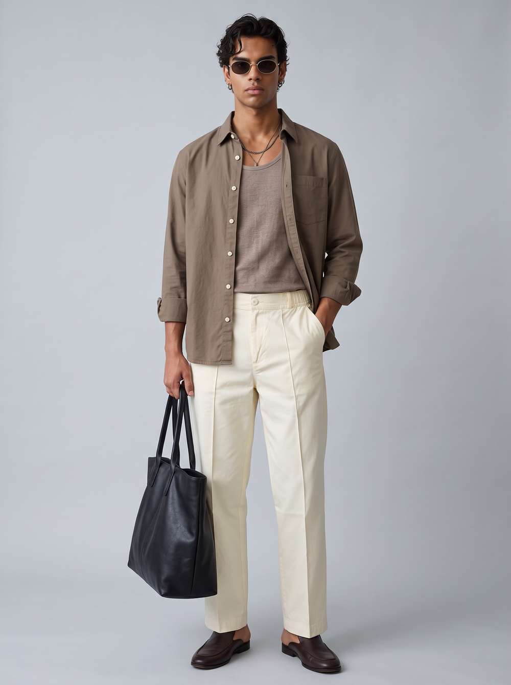 Twill (Off-White Cotton Formal Trousers)