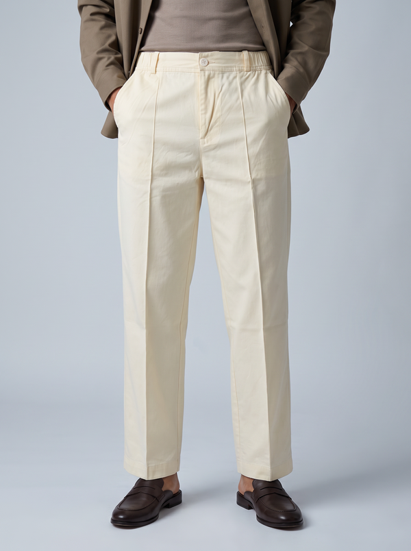 Twill (Off-White Cotton Formal Trousers)