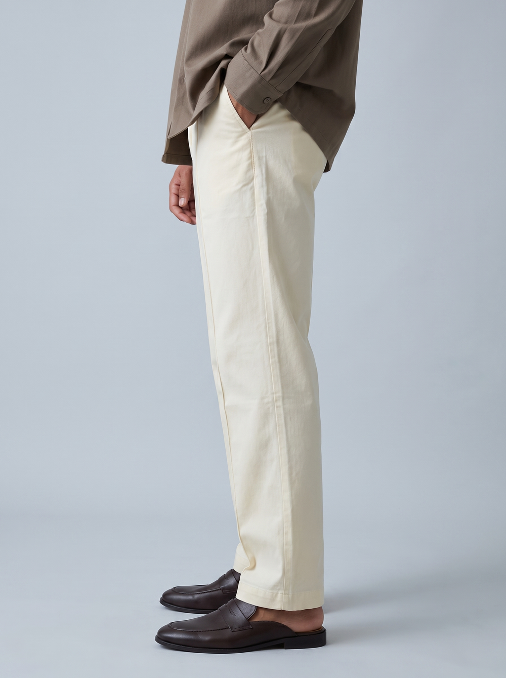 Twill (Off-White Cotton Formal Trousers)